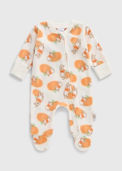 MATALAN WINNIE THE POOH PUMPKIN FLEECE SLEEPSUIT CREAM £8