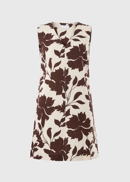 FLORAL LINEN RICH SHIFT BROWN £22
