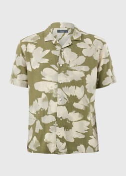 Khaki Floral Linen Blend Shirt £18