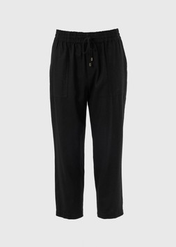LINEN TAPERED CROP BLACK £18