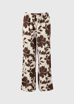 LINEN WIDE LEG PRINT CHOCOL £24