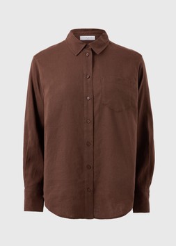 LS LINEN RICH SHIRT CHOCOL £20