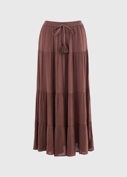 TIERED CHEESECLOTH MAXI BROWN £22