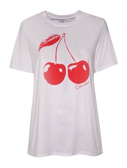White Cotton Cherry Print T-Shirt, £12.99