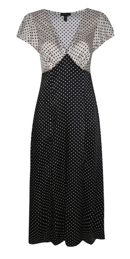 Black and White Satin Polka Dot Midi Dress £35.99