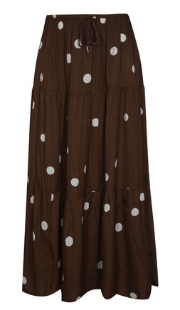 Brown Polka Dot Tiered Midi Skirt £25.99