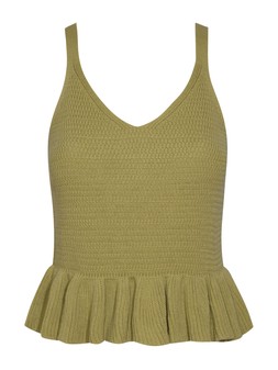 Green Cotton Rich Textured Knit Peplum Cami Vest, £17.99 (942935235)