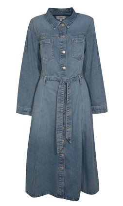 Light Blue Denim Long Sleeve Shirt Midi Dress, £49.99 (942308340)