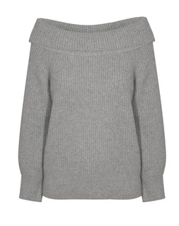 Light Grey Ribbed Bardot Knit Jumper, £29.99 (941049602)