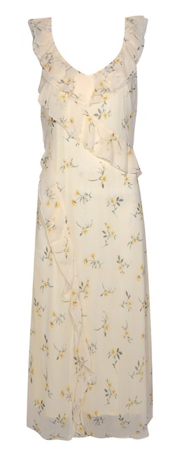 Light Yellow Ditsy Chiffon Ruffle Midi Dress, £47.99 (946819289)