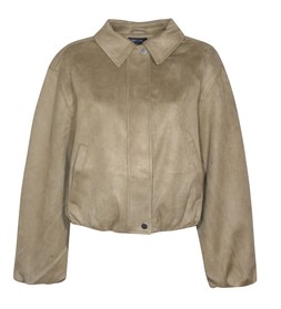New Look Light Khaki Faux Suede Bubble Hem Jacket, £39.99