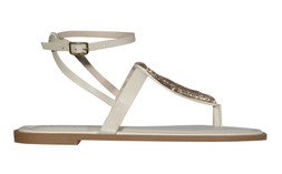 Off White Faux Leather Metal Detail Sandals £27.99