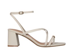 Off White Faux Leather Metal Toe Loop Block Heel Sandals, £33.99 (943614012)