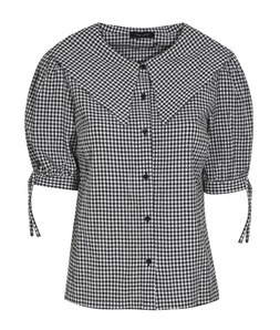 Black Gingham Oversized Collar Short Sleeve Top €39.99 £27.99 926084009