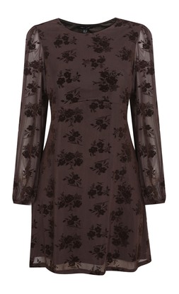 Brown Floral Flocked Mini Dress, £31.99 (943055729)