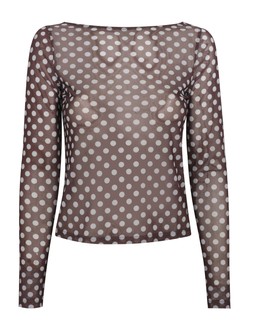 Brown Polka Dot Long Sleeve Slash Neck Sheer Top, New Look, £17.99 (946977729)