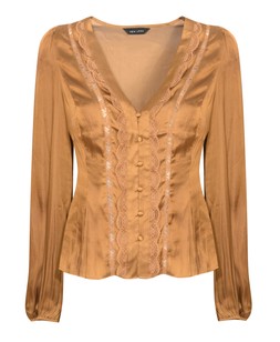 Burnt Orange Satin Lace Trim Blouse, £29.99 (937699881)