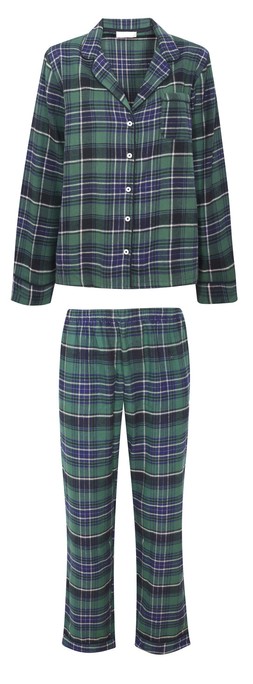 Green Woven Check Pattern Revere Collar Pyjama Set, £29.99