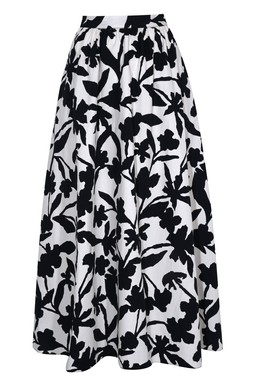 New Look Black Floral Print Poplin Cotton Midi Skirt £32.99