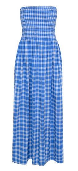 New Look Blue Checked Bandeau Midi Dress £36.99