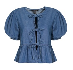 New Look Blue Short Sleeve Tie Front Denim Top £29.99