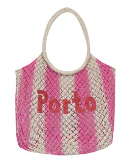 New Look Pink Porto Embroidered Striped Raffia Look Tote £34.99