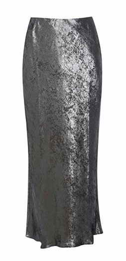 Silver Metallic Bias Cut Midi Skirt, £27.99 (935664592)