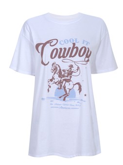 White Cowboy Print Oversized T-Shirt, £14.99 (934034710)