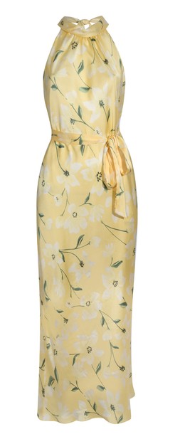 Yellow Floral Print Satin Halterneck Midi Dress, £42.99 - 923984189