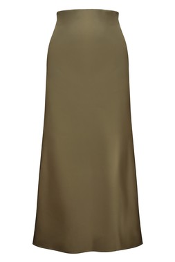 Khaki Satin Slip Skirt
