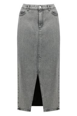 Grey Denim Maxi Skirt