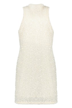 Cream Velvet Sequin Mini Dress