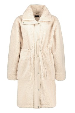 Cream Borg Longline Coat