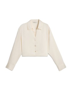 Cream Satin Crop Shirt