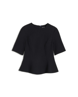 Black Ponte Peplum Blouse