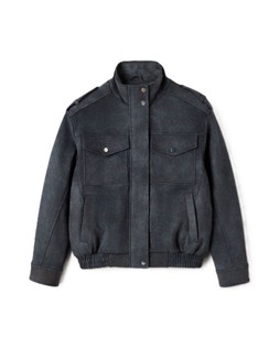 Grey Suede Funnel Neck Jacket