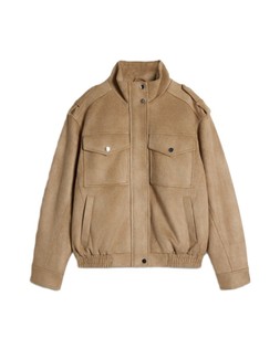 Nude Suede Funnel Neck Jacket