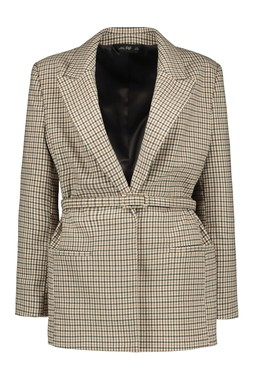 Neutral Brushed Check Blazer