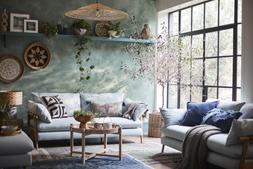 French Connection Hoxton Three-Seater Sofa in Ocean Plain Hoxton fabric, exclusively at DFS