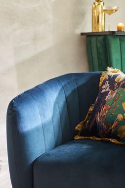 DFS Cocktail velvet accent chair in Dark Blue