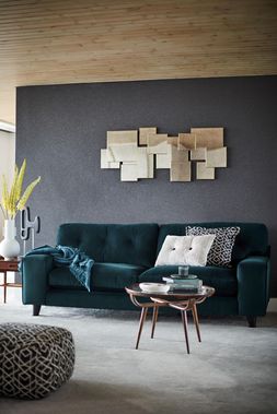 DFS Java four-seater velvet sofa in Dark Green
