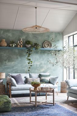 French Connection Hoxton Three-Seater Sofa in Ocean Plain Hoxton fabric, exclusively at DFS