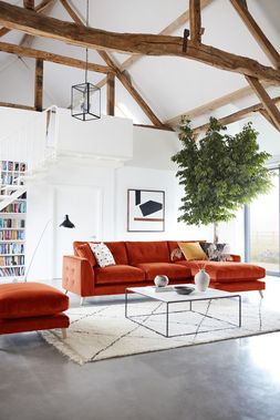 Grand Designs Farnham right-hand facing grand chaise sofa in terracotta velvet, available exclusively at DFS (3)