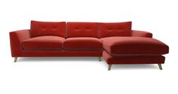 Grand Designs Farnham right-hand facing grand chaise sofa in terracotta velvet, available exclusively at DFS