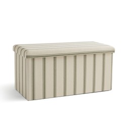 Faux Linen Folkstone Stripe Rectangle Ottoman