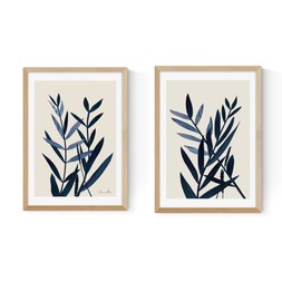 Set of 2 East End Prints Blue Plant Prints A2 Oak £94