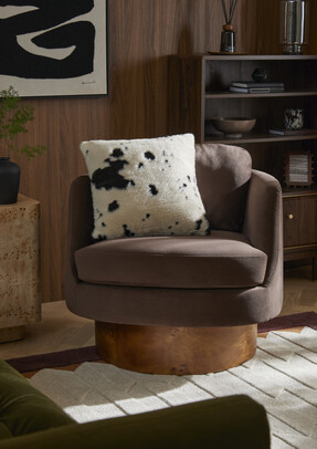 Cosy Home Winter Chocolate - Tova Swivel Chair Velvet Bitter Chocolate Dark Burl Wood Effect £269269