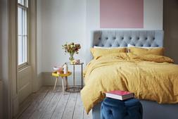 Furniture Village - Calypso Ottoman Bedframe, &pound;799, Edna Nest of Tables, &pound;169, Halston Large Side Table, &pound;39, Soho Small Footstool &pound;159