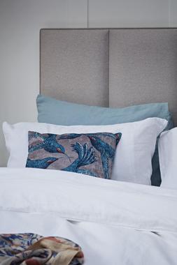 Furniture Village – Hypnos Bed &pound;949, Riley 5'0 Headboard, &pound;499 The Lounge Co. Pair of Small Scatter Cushions, &pound;89