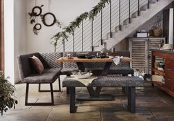 Furniture Village - Compact Earth Dining Table, Left Hand Facing Corner Bench and Low Dining Bench, &pound;1595